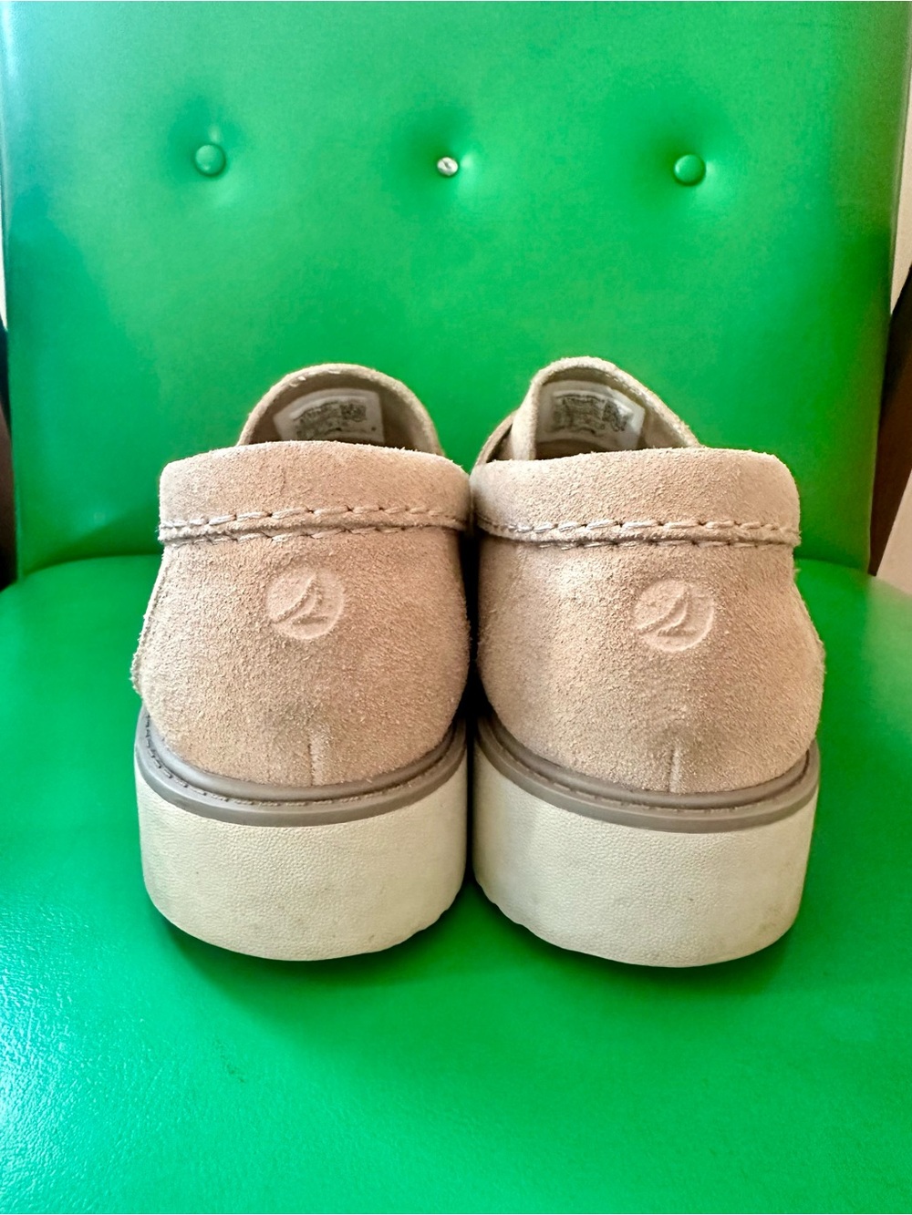 Sperry Beige Suede Penny Loafers - Picture 4 of 7